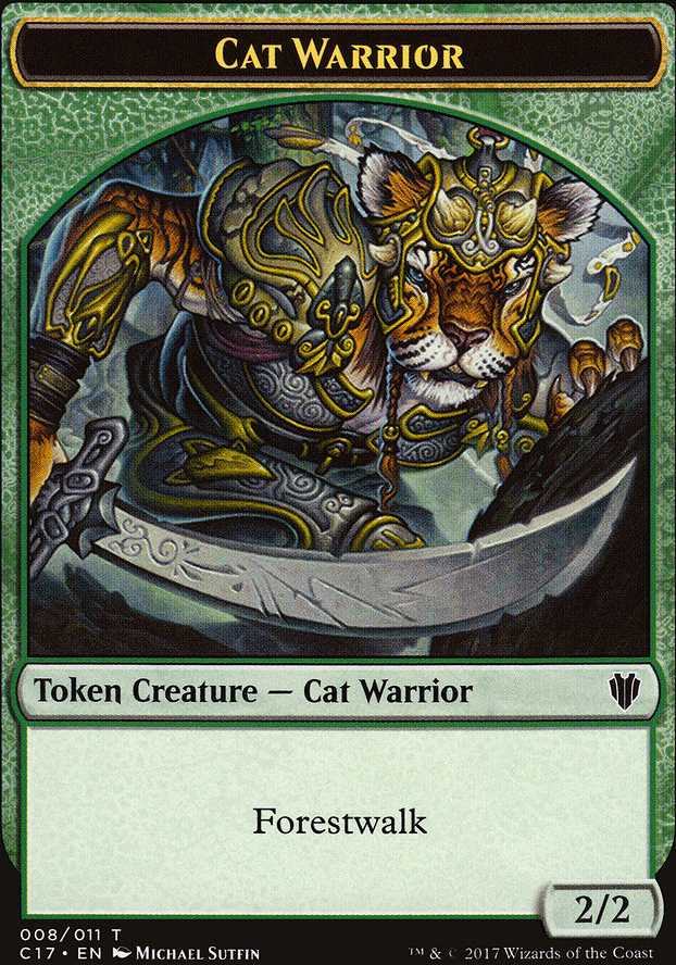 Cat Warrior Token with Forestwalk - Green - 2/2