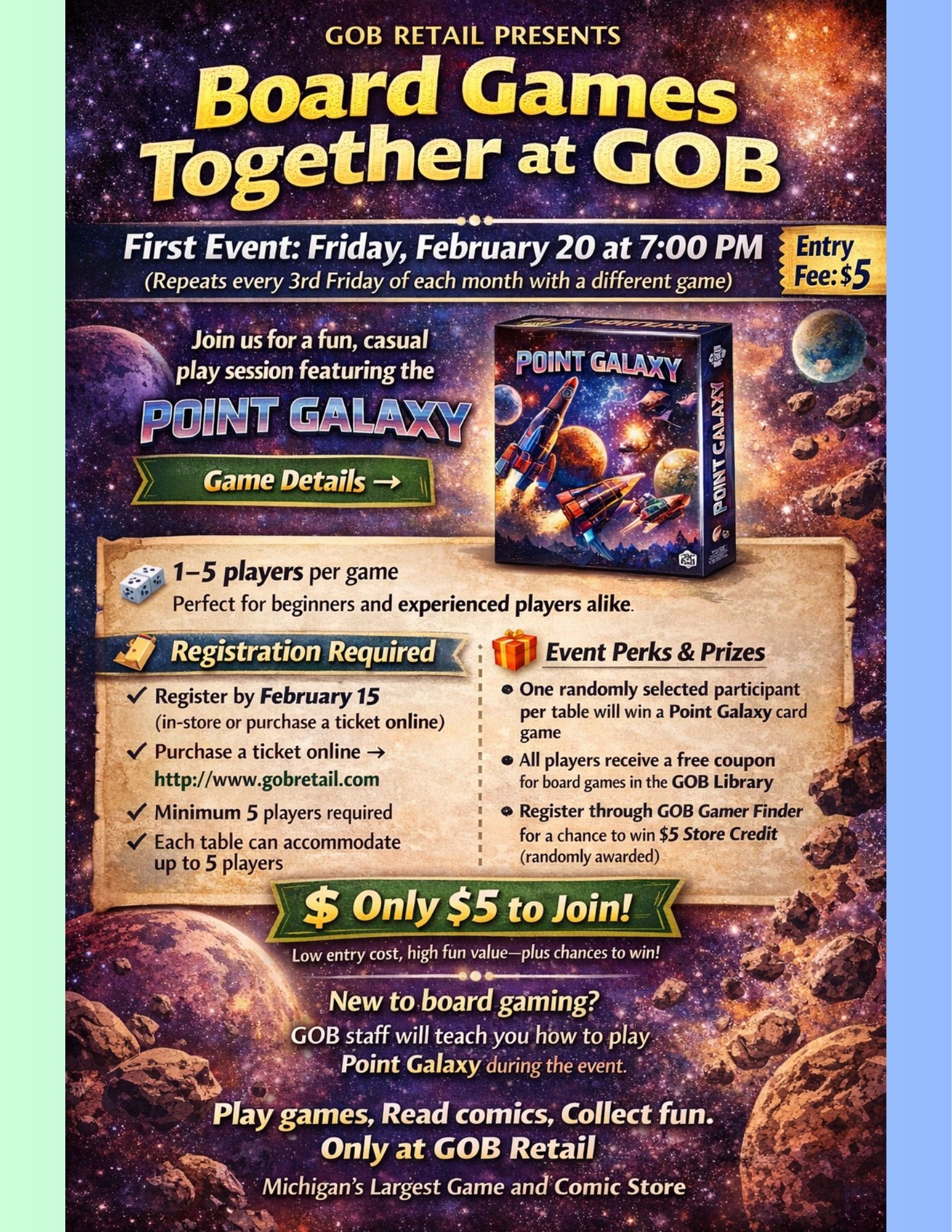 Board Games Together at GOB - Point Galaxy Card Game Ticket (Buy Online)